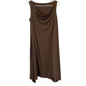 Eileen Fisher Brown Tank Dress Drape Neck Small